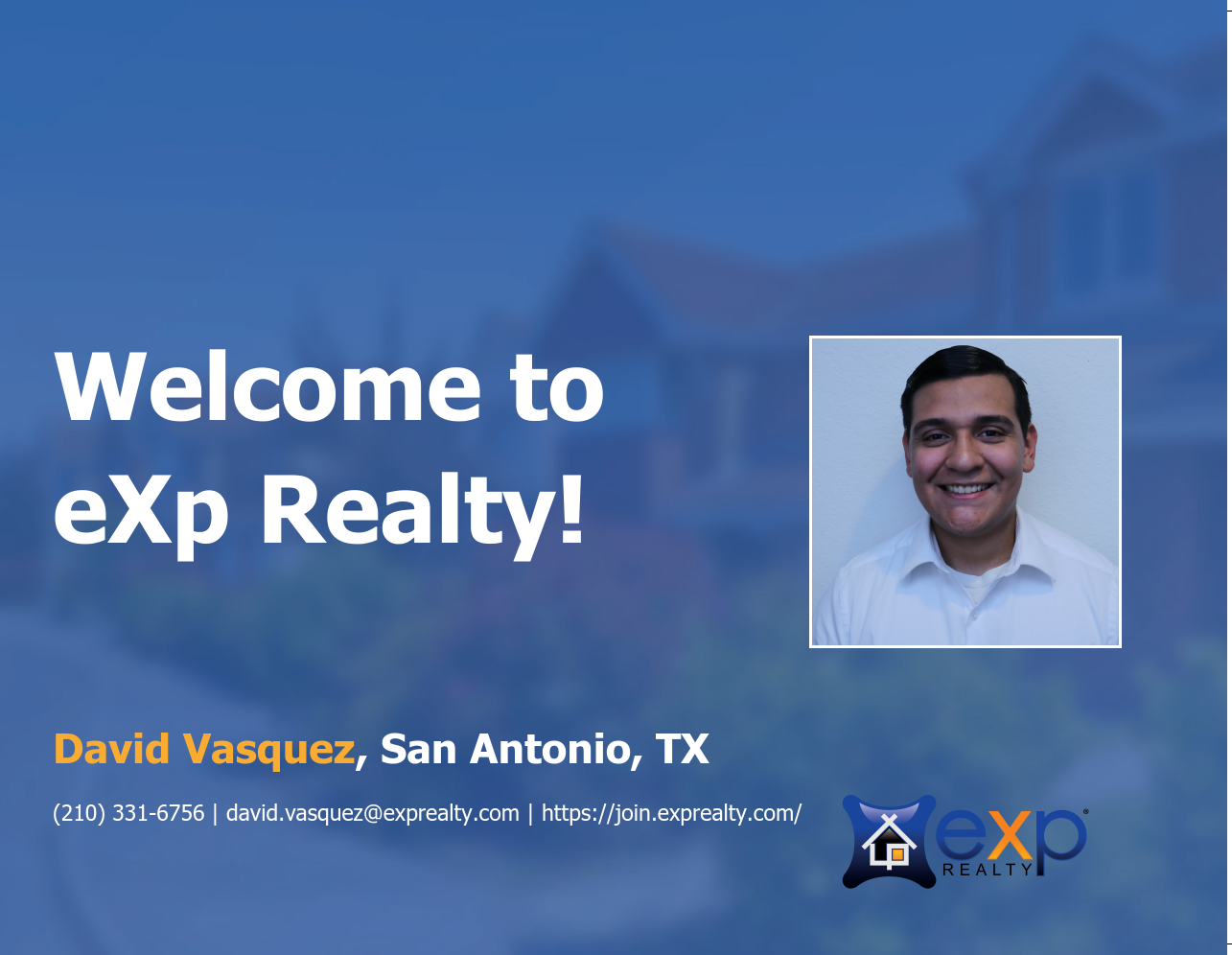 Welcome to eXp Realty David Vasquez!