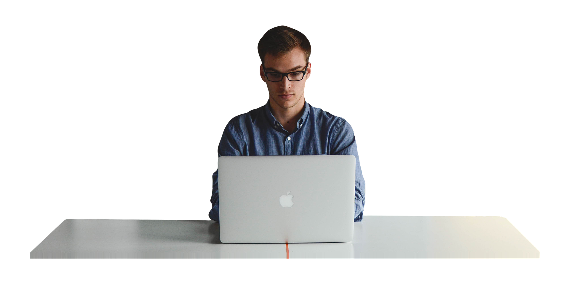 working with laptop